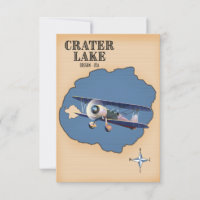 Crater Lake Oregon USA vintage map