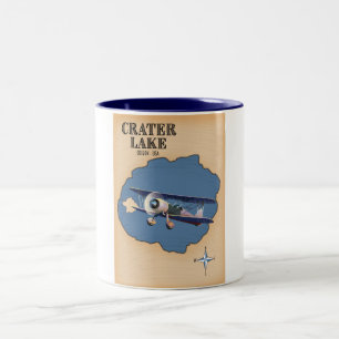 Crater Lake Oregon USA vintage map Two-Tone Coffee Mug