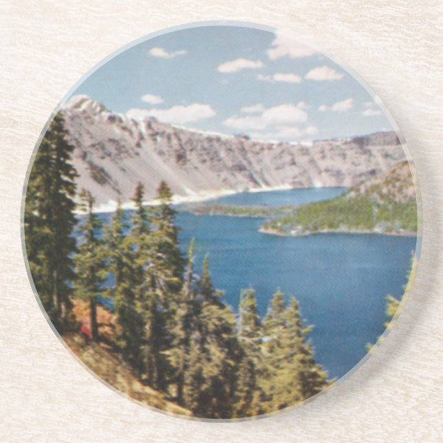 Crater Lake Oregon Vintage Coaster (Front)