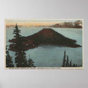 Crater Lake, Oregon - Wizard Island View #1 Poster