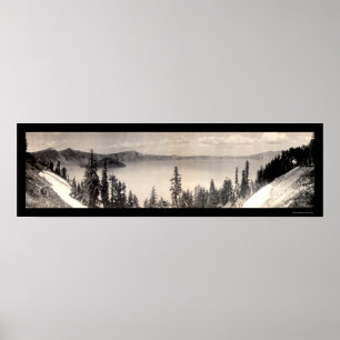 Crater Lake Panoramic Photo 1909 Poster