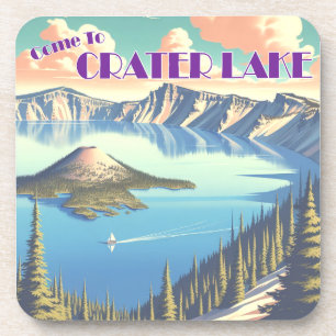 Crater Lake Vintage Poster Coaster