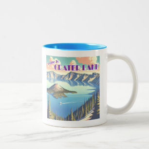 Crater Lake Vintage Poster Two-Tone Coffee Mug