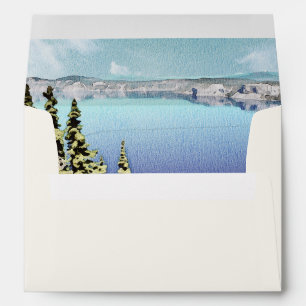 CRATER LAKE Watercolor Skyline Lake Destination  E Envelope