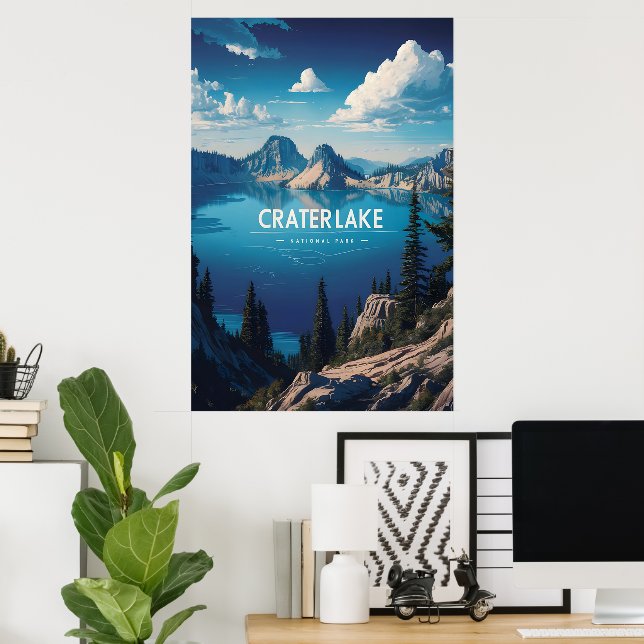 Crater Lakes Tranquil Blue Poster (Home Office)