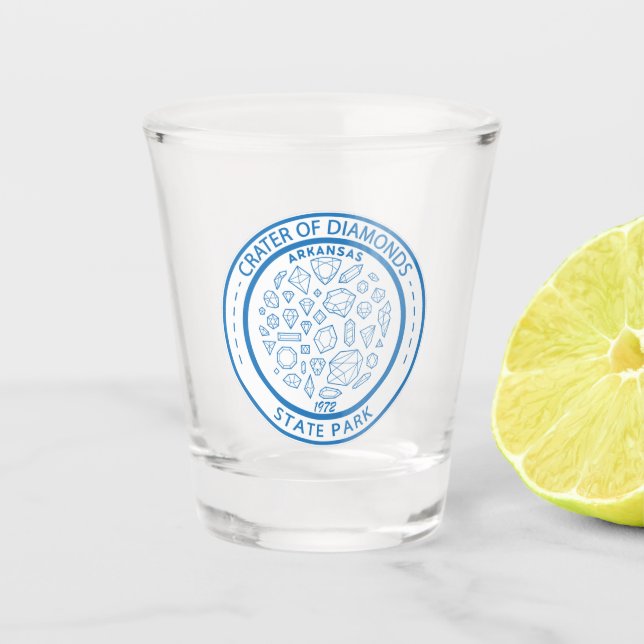 Crater of Diamonds State Park Arkansas Badge Shot Glass (Front)
