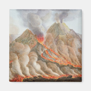 Crater of Mount Vesuvius from an original drawing Magnet