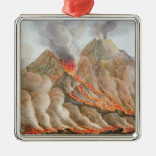 Crater of Mount Vesuvius from an original drawing Metal Tree Decoration