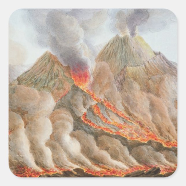 Crater of Mount Vesuvius from an original drawing Square Sticker (Front)