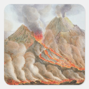 Crater of Mount Vesuvius from an original drawing Square Sticker