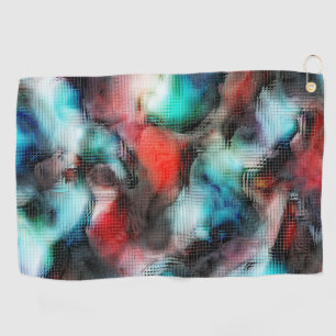 Crater-style stains in rustic square mosaic effect golf towel