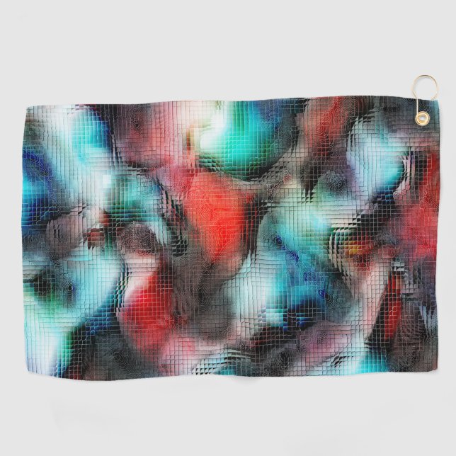 Crater-style stains in rustic square mosaic effect golf towel (Horizontal)