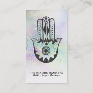 *~* Craters of Moon - Hamsa Hand of Fatima Rainbow Business Card