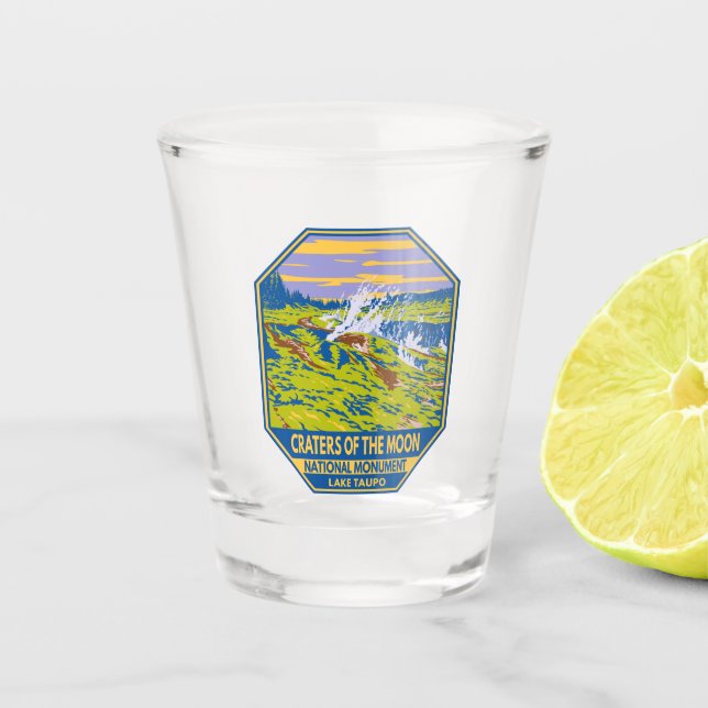 Craters of the Moon National Monument Lake Taupo Shot Glass (Front)