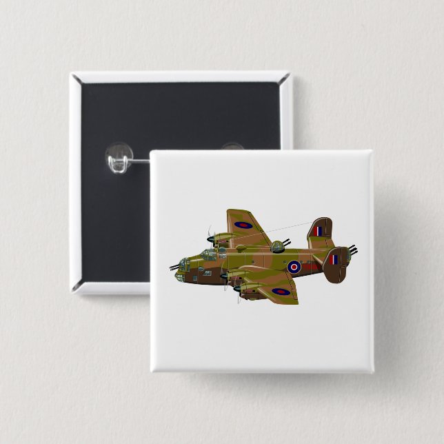 Cratoon retro bomber 15 cm square badge (Front & Back)