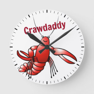 Crawdaddy Red Crayfish Round Clock