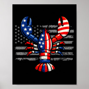 Crawfish Aamerican Flag Patriotic Seafood Lobster Poster