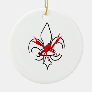 Crawfish and Fleur de Lis Metal Art Ceramic Tree Decoration