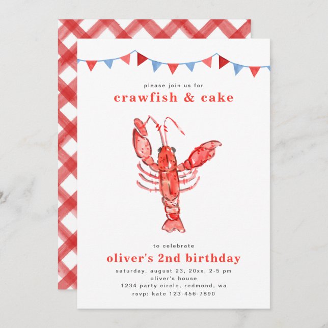 Crawfish Birthday Invitation | Crawfish Party (Front/Back)