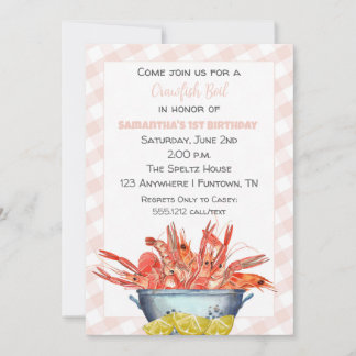 Crawfish Boil 1st Birthday Invitation for Girl