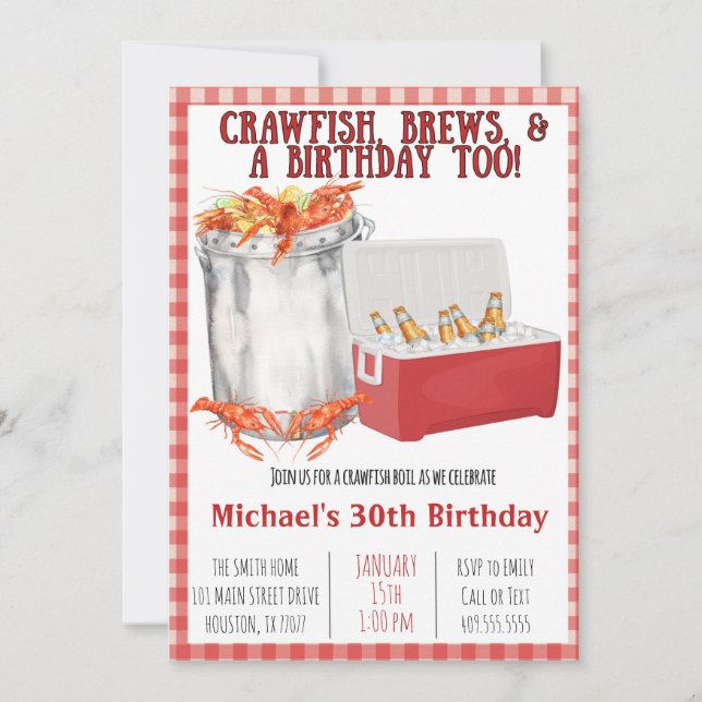 Crawfish Boil - 30th Birthday- Party Invitation (Front)