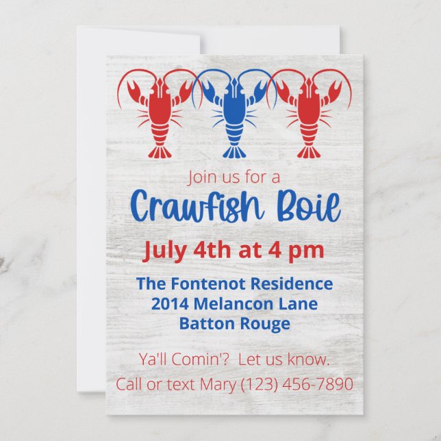 Crawfish Boil 4th of July Party Invitation (Front)