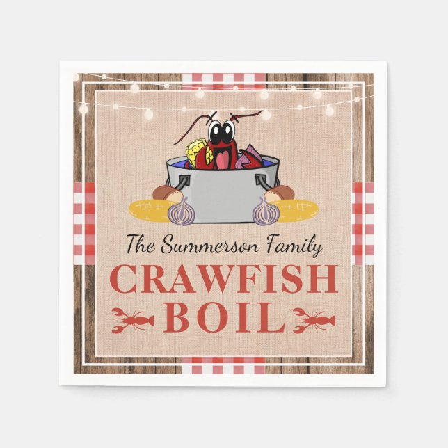Crawfish Boil Annual Family Party Rustic Picnic Napkin (Front)