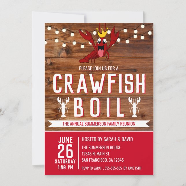 Crawfish Boil Annual Summer Family Reunion Party Invitation (Front)