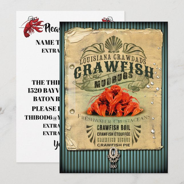 Crawfish Boil / Any Occasion Invitation (Front/Back)