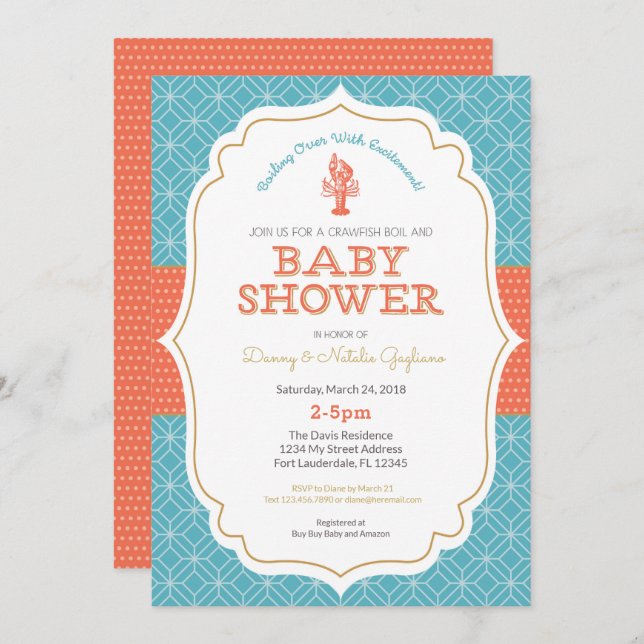 Crawfish Boil Baby Shower Invitation (Front/Back)