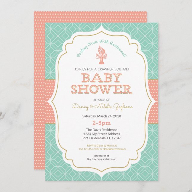 Crawfish Boil Baby Shower Invitation (Front/Back)