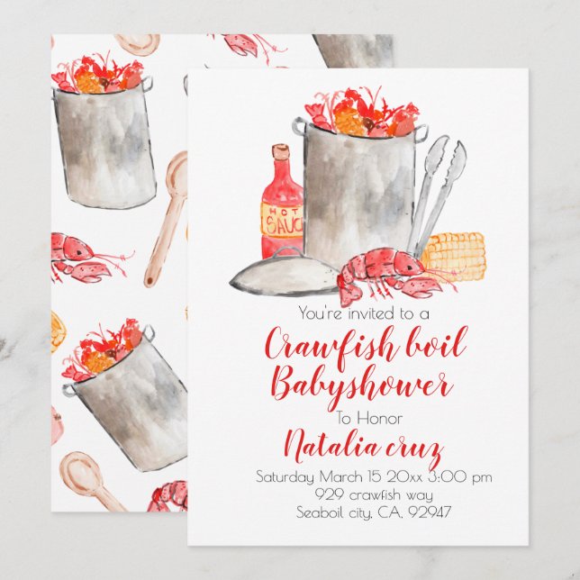 Crawfish boil babyshower party invite (Front/Back)