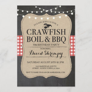Crawfish Boil BBQ Any Age Birthday Lobster Invite