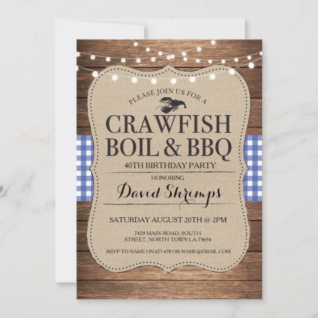 Crawfish Boil BBQ Any Age Birthday Party Lobster Invitation (Front)