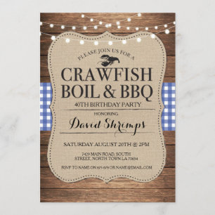 Crawfish Boil BBQ Any Age Birthday Party Lobster Invitation