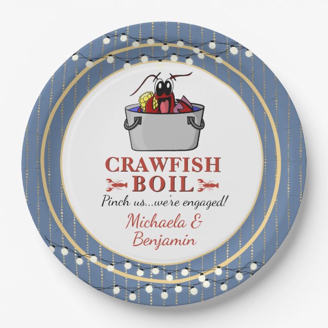 Crawfish Boil BBQ Couple Shower Engagement Party Paper Plate (Front)