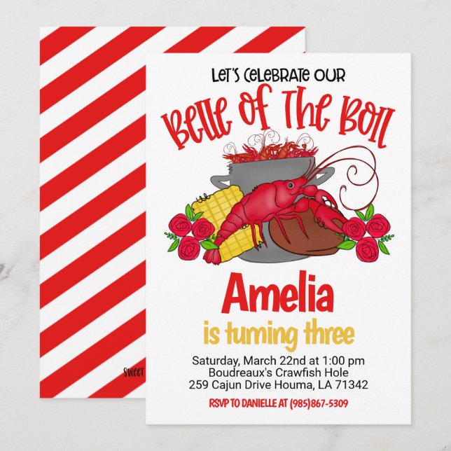 Crawfish Boil Birthday Invitation (Front/Back)
