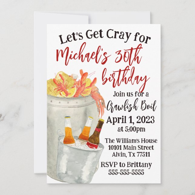 Crawfish Boil Birthday Invitation  (Front)