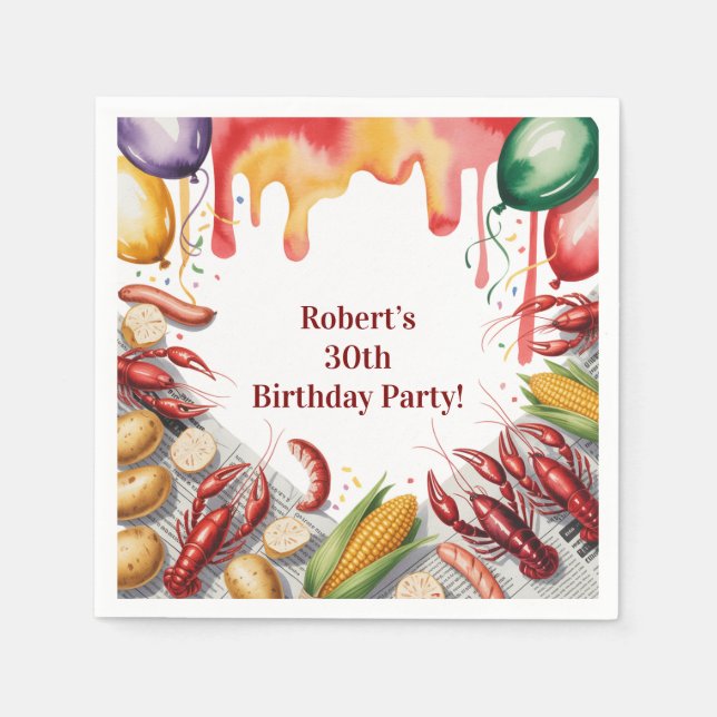 Crawfish Boil Birthday Party For Adults Napkin (Front)