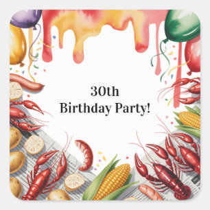 Crawfish Boil Birthday Party For Adults Square Sticker