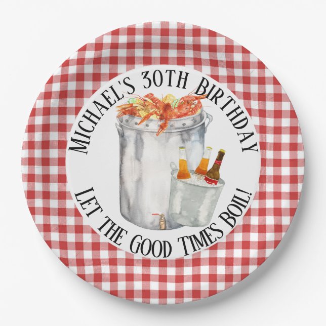 Crawfish Boil Birthday Party Plates  (Front)