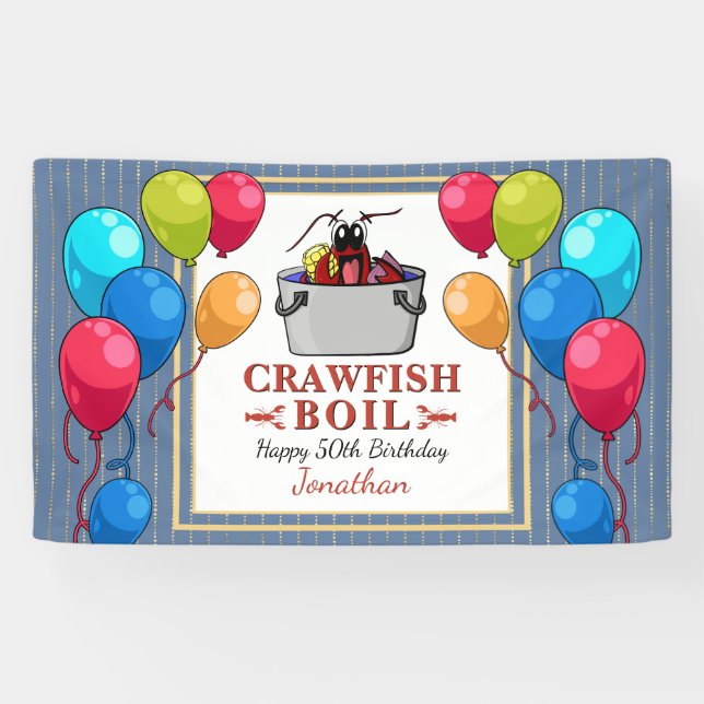 Crawfish Boil Birthday Seafood Party Banner (Horizontal)