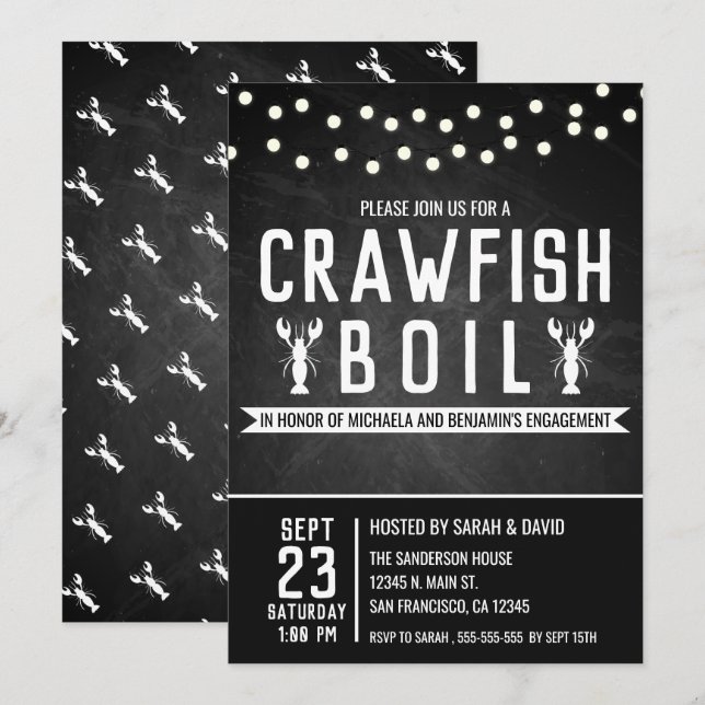 Crawfish Boil Cajun Engagement Party Invitation (Front/Back)