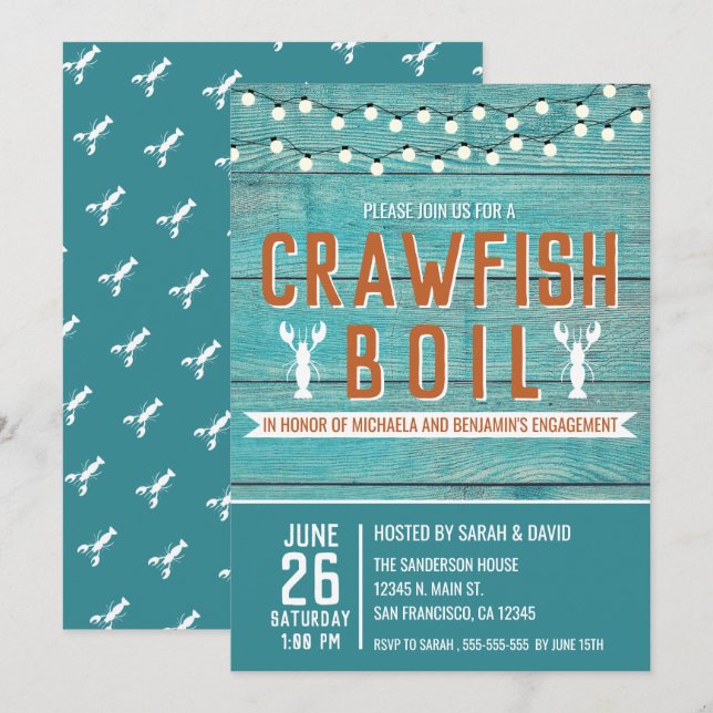 Crawfish Boil Couples Engagement Party Invitation (Front/Back)