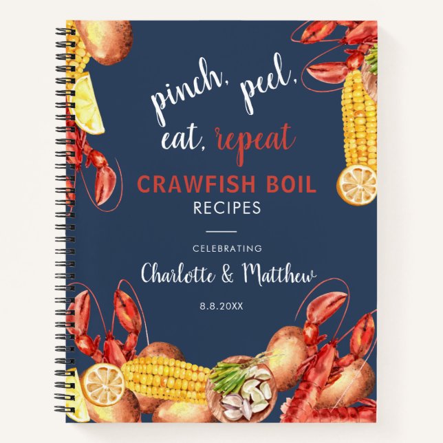 Crawfish Boil Couples Engagement Recipe Notebook (Front)