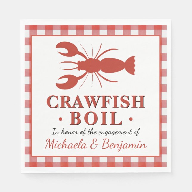 Crawfish Boil Couples Picnic Engagement Party Napkin (Front)