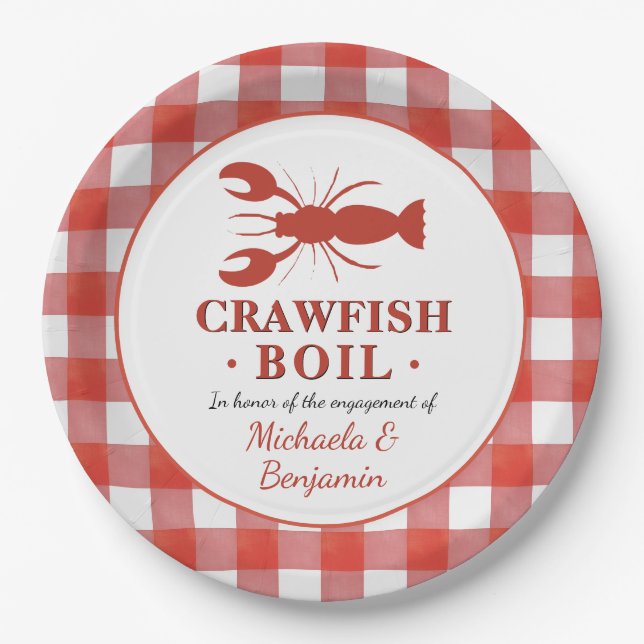 Crawfish Boil Couples Picnic Engagement Party Paper Plate (Front)