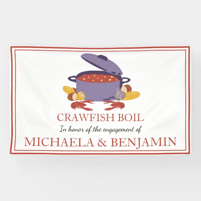 Crawfish Boil Couples Shower Engagement Party Banner (Horizontal)