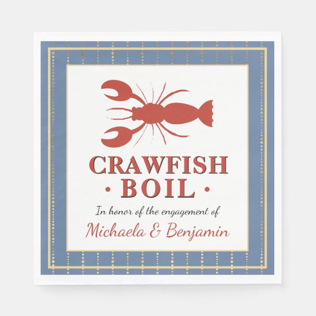 Crawfish Boil Couples Shower Engagement Party Napkin (Front)