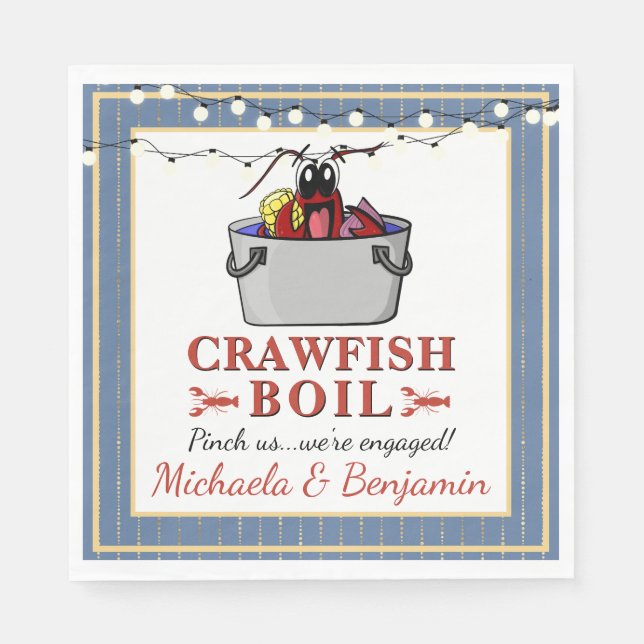 Crawfish Boil Couples Shower Engagement Party Napkin (Front)